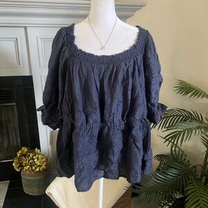 NWT Old Navy Blue Ruffled Blouse with Relaxed Fit 2X